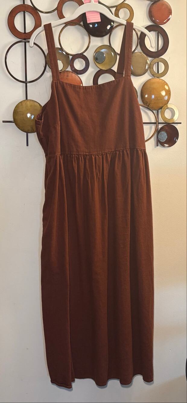 D101 Women’s Sonoma xxl rust orange fall midi dress with smocking